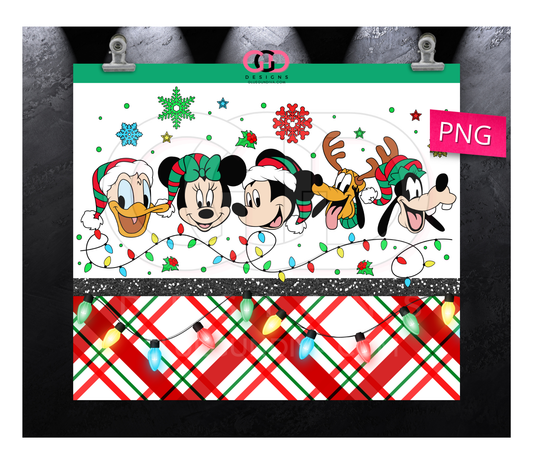 Christmas Lights and Friends - Digital tumbler wrap for 20 oz skinny straight tumbler