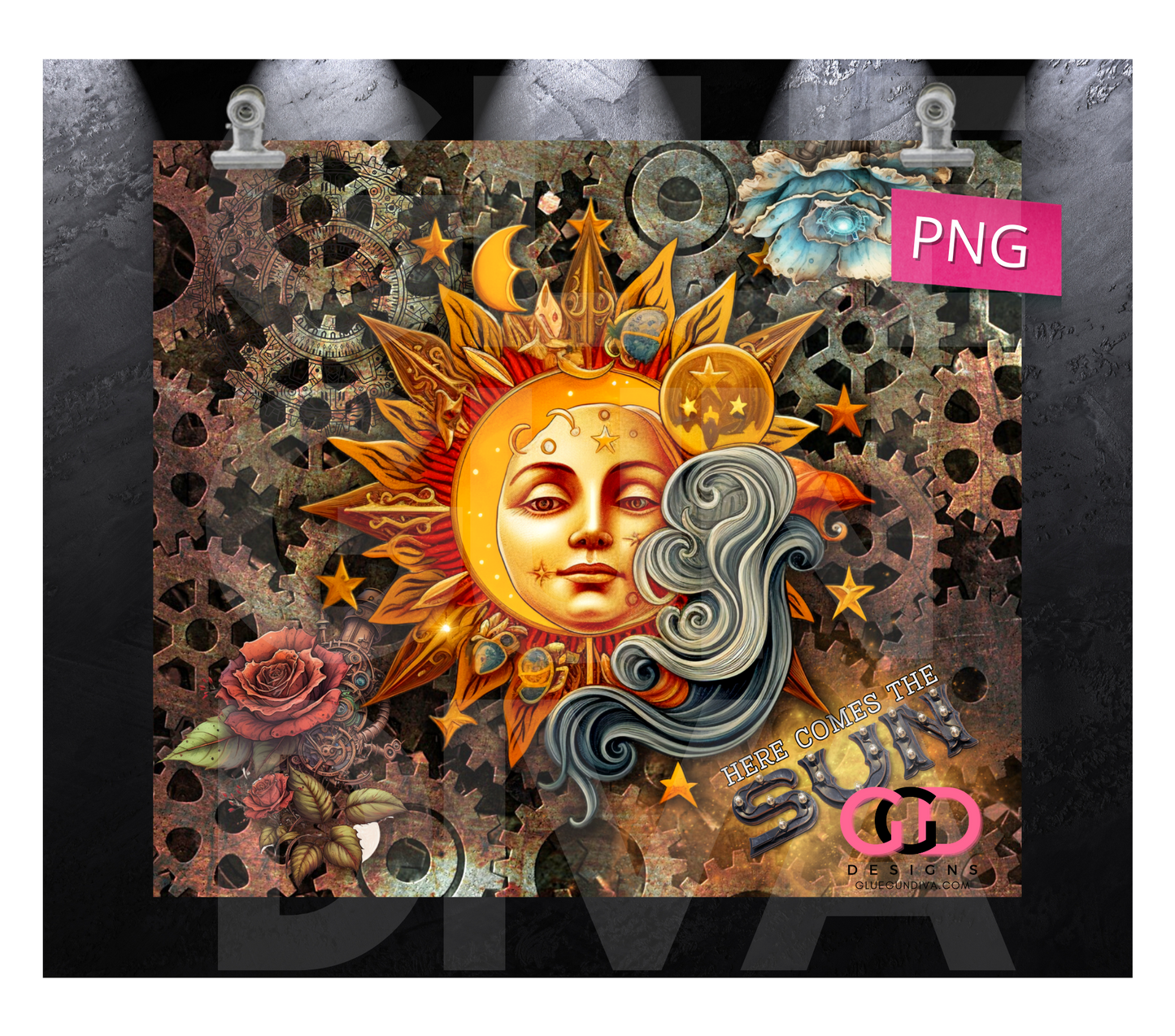 Here comes the sun- Digital tumbler wrap for 20 oz skinny straight tumbler