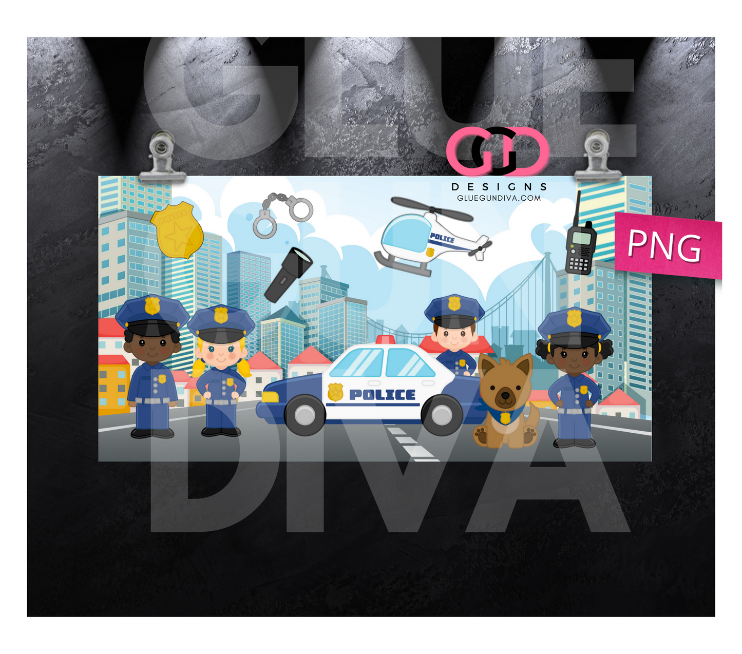 Police - Digital Flip Top Bottle Wrap for kid's bottles 12 oz