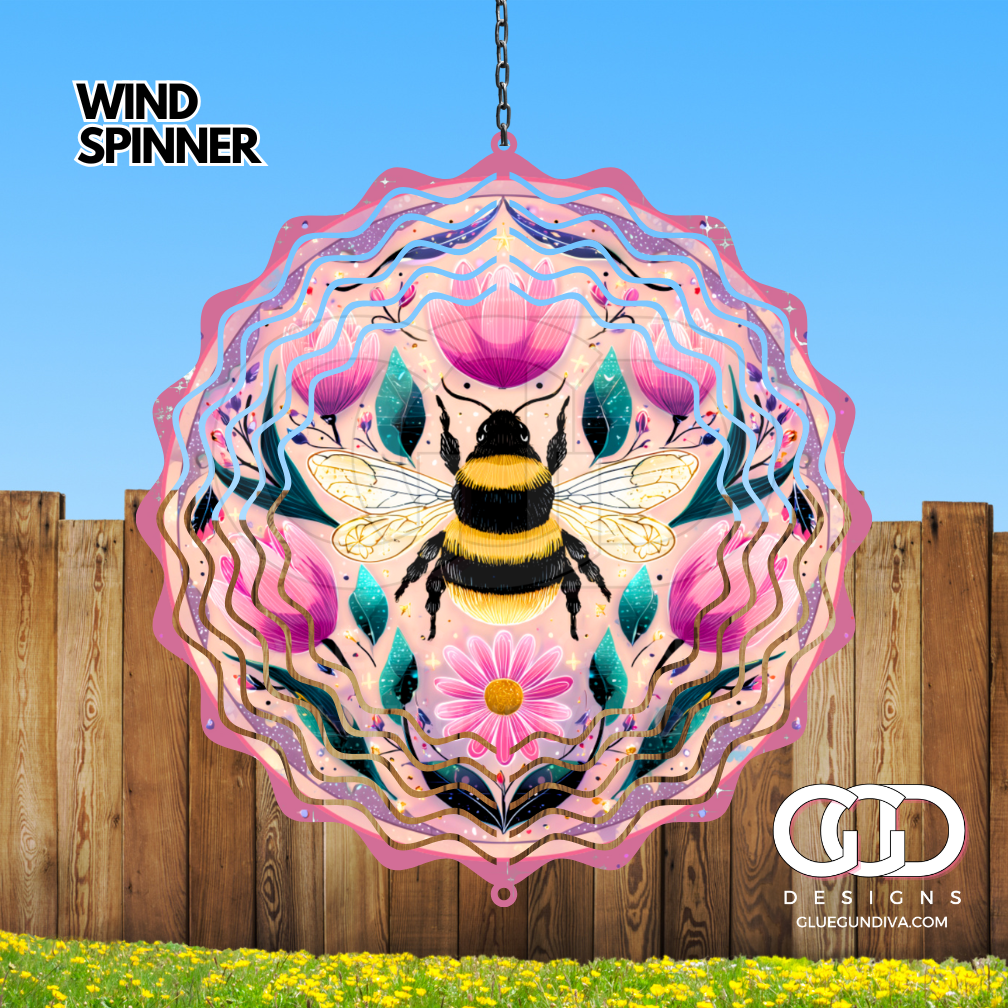Mauve and Bee- Digital image for an 8 Inch Wind Spinner