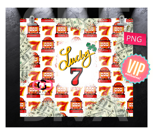 Lucky 7- Digital tumbler wrap for 20 oz skinny straight tumbler