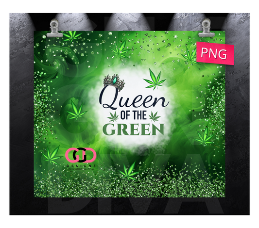 Queen of the Green - Digital tumbler wrap for 20 oz skinny straight tumbler