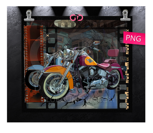 Motorbikes Negative Film - Digital tumbler wrap for 20 oz skinny straight tumbler