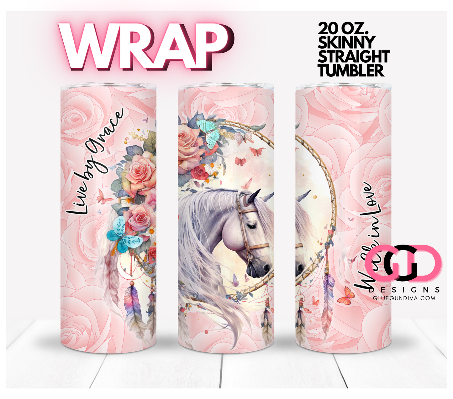 Live by Grace Walk in Love- Digital tumbler wrap for 20 oz skinny straight tumbler
