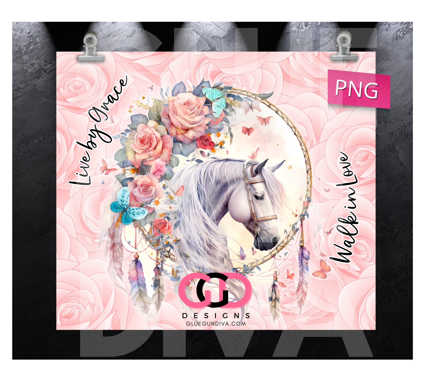 Live by Grace Walk in Love- Digital tumbler wrap for 20 oz skinny straight tumbler