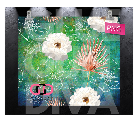 Flower Medley - Digital tumbler wrap for 20 oz skinny straight tumbler