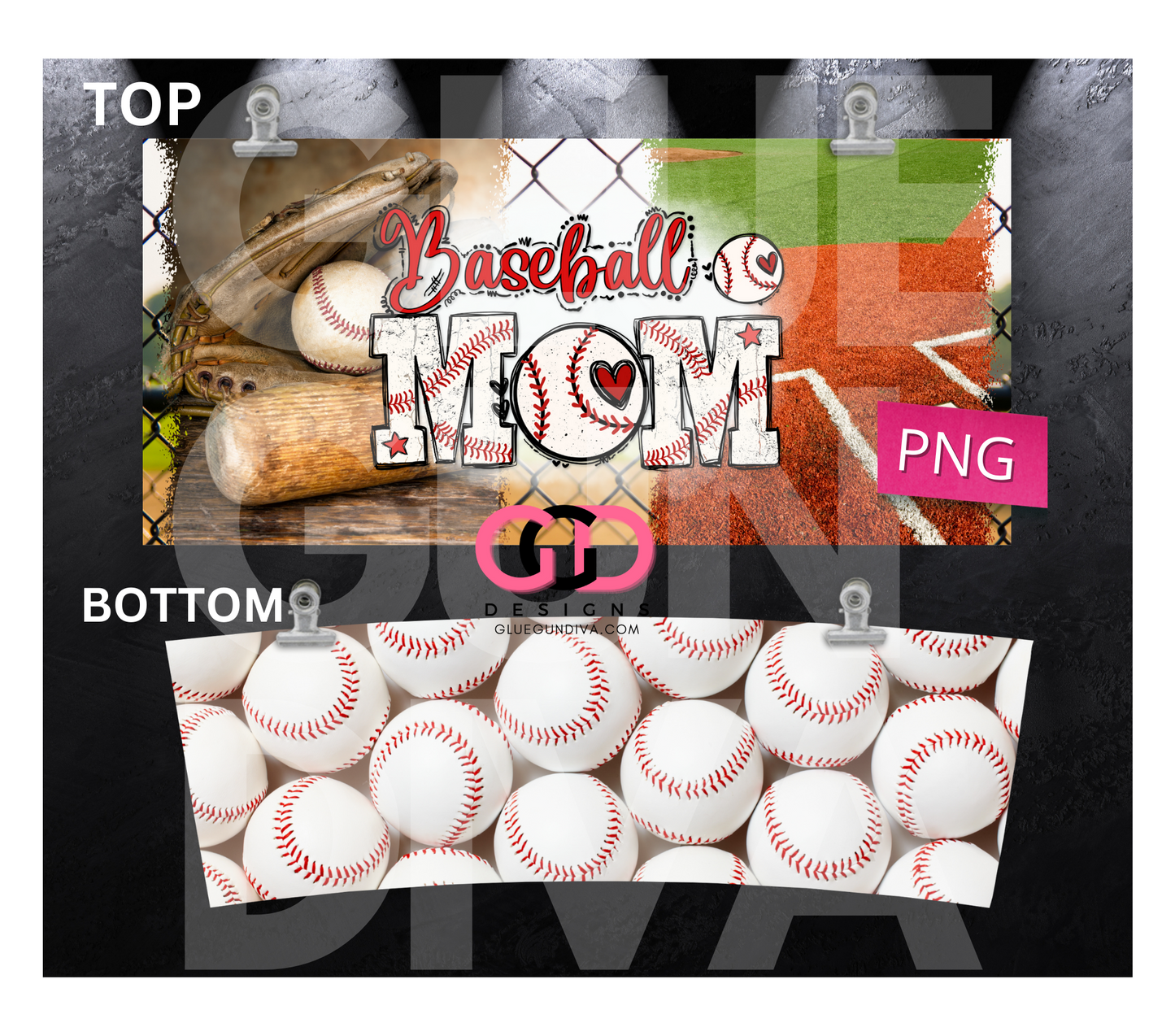 Baseball Mom - Digital tumbler wrap for 40 oz tumbler