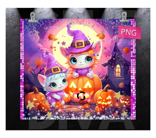 Cute Halloween Falling Stars - Digital tumbler wrap for 20 oz skinny straight tumbler