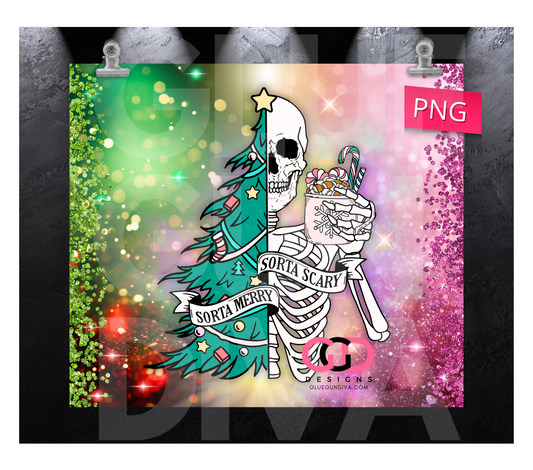 Sorta Merry Sorta Scary- Digital tumbler wrap for 20 oz skinny straight tumbler