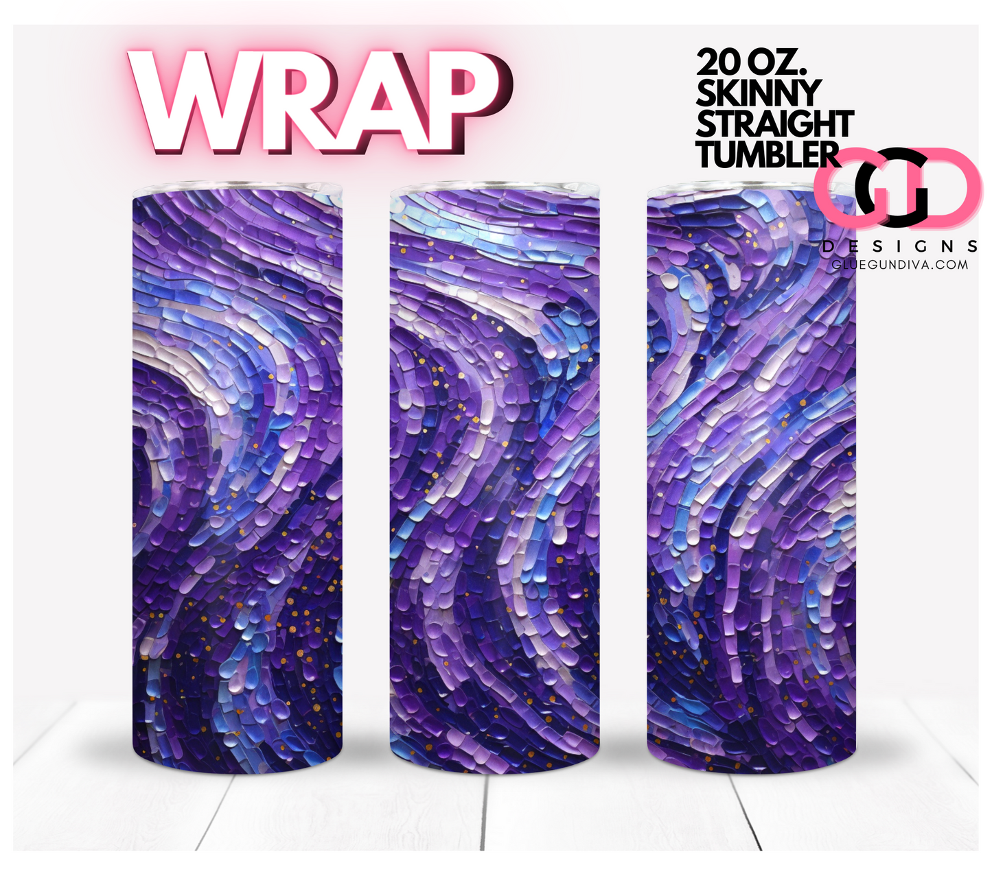 Purple Textures - Digital tumbler wrap for 20 oz skinny straight tumbler