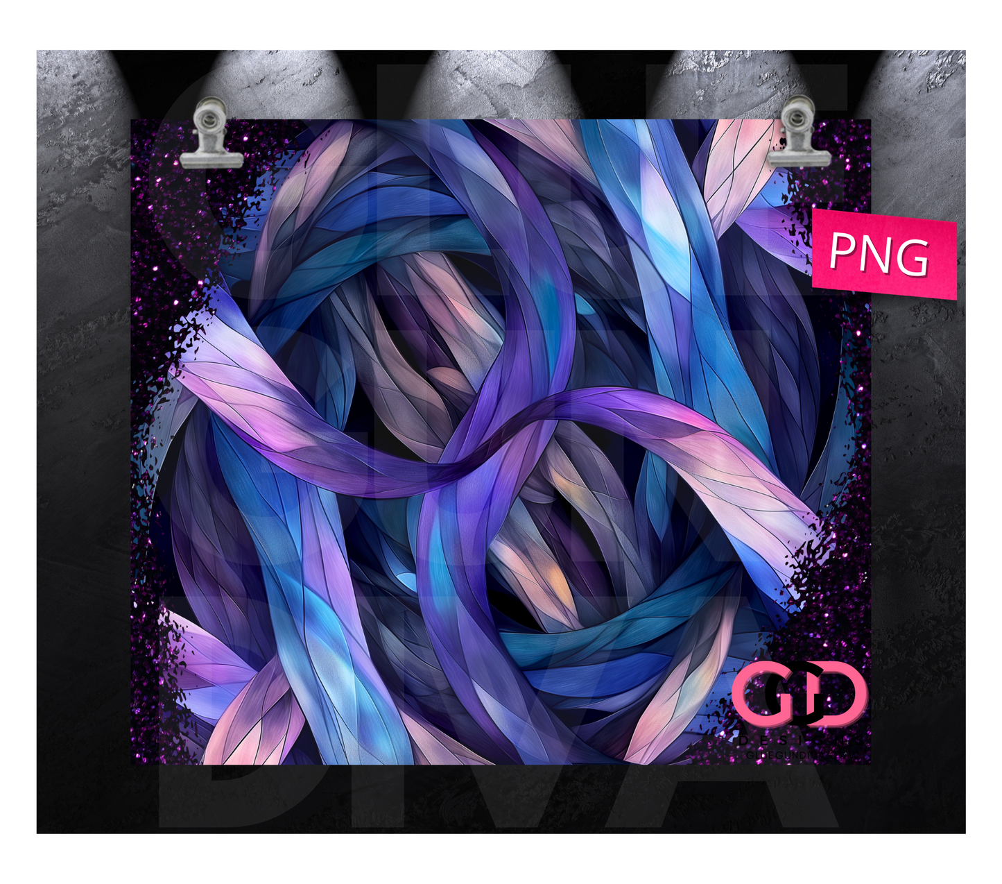Blue Purple Geometric- Digital tumbler wrap for 20 oz skinny straight tumbler
