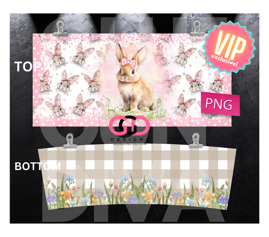 Pink Bow Easter Bunny- Digital tumbler wrap for 40 oz tumbler