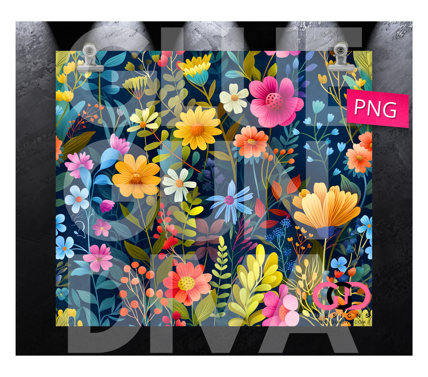 Just Flowers background - Digital tumbler wrap for 20 oz skinny straight tumbler