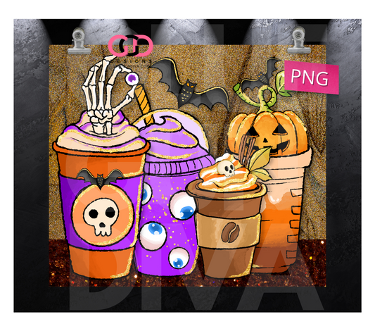 My Halloween Drinks - Digital tumbler wrap for 20 oz skinny straight tumbler