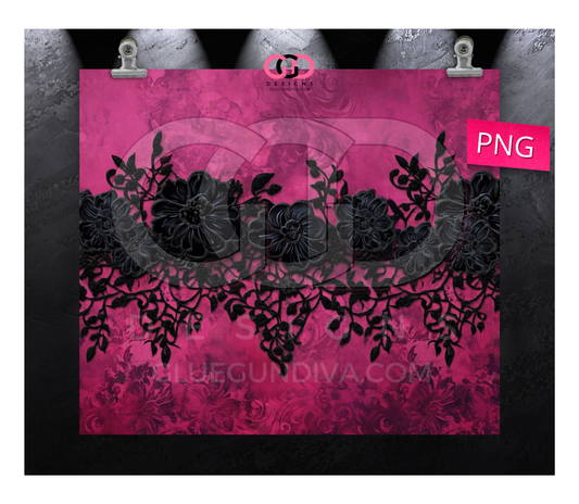 Lace on Burgundy - Digital tumbler wrap for 20 oz skinny straight tumbler