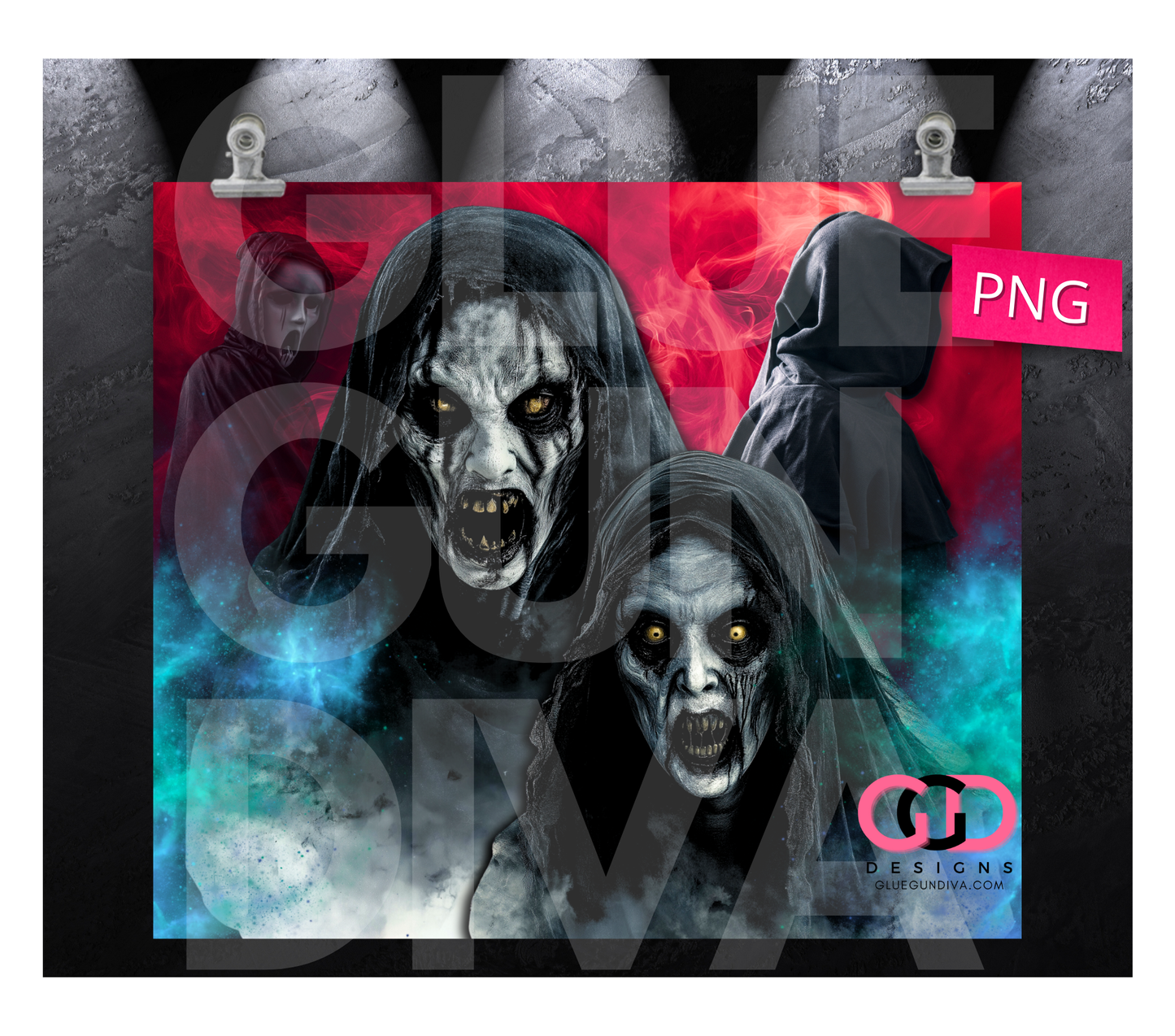 Scary cloaked figure- Digital tumbler wrap for 20 oz skinny straight tumbler