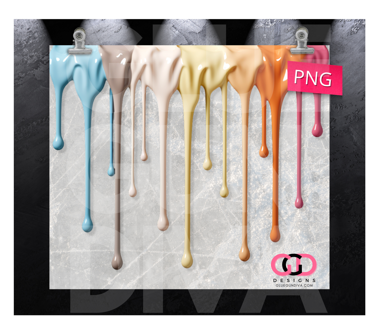 Bright Color Drip- Digital tumbler wrap for 20 oz skinny straight tumbler