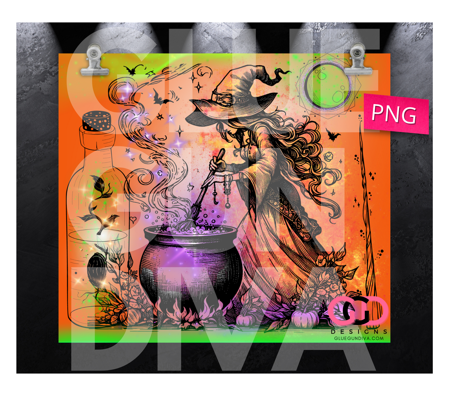 Witch Potions- Digital tumbler wrap for 20 oz skinny straight tumbler