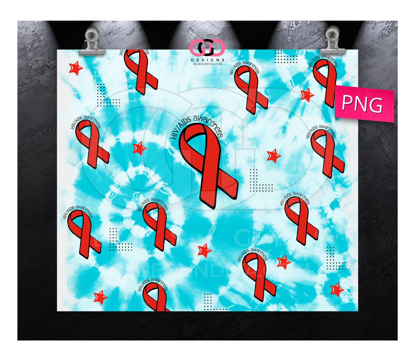 HIV AIDS Awarenes - Digital tumbler wrap for 20 oz skinny straight tumbler