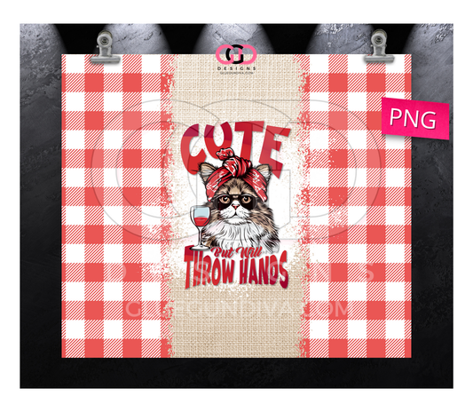 Cute but Cat - Digital tumbler wrap for 20 oz skinny straight tumbler