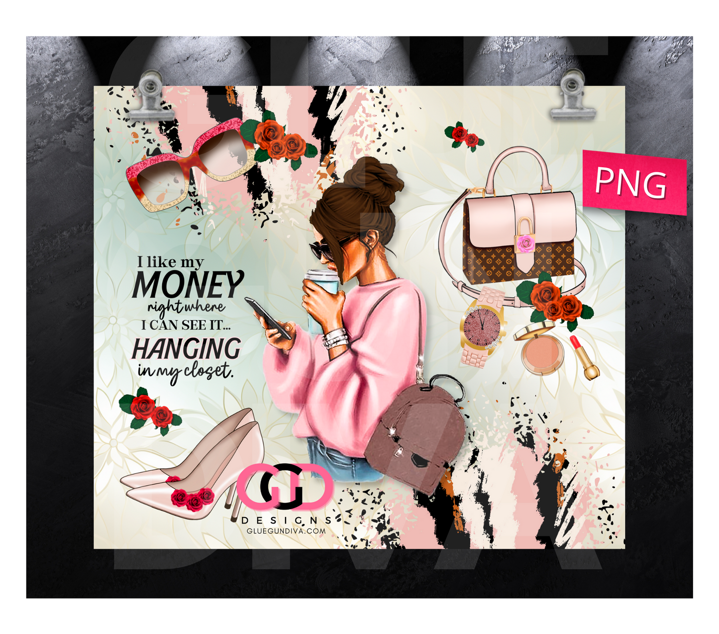 I like my Money skin tone 3- Digital tumbler wrap for 20 oz skinny straight tumbler