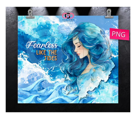 Fearless Mermaid - Digital tumbler wrap for 20 oz skinny straight tumbler