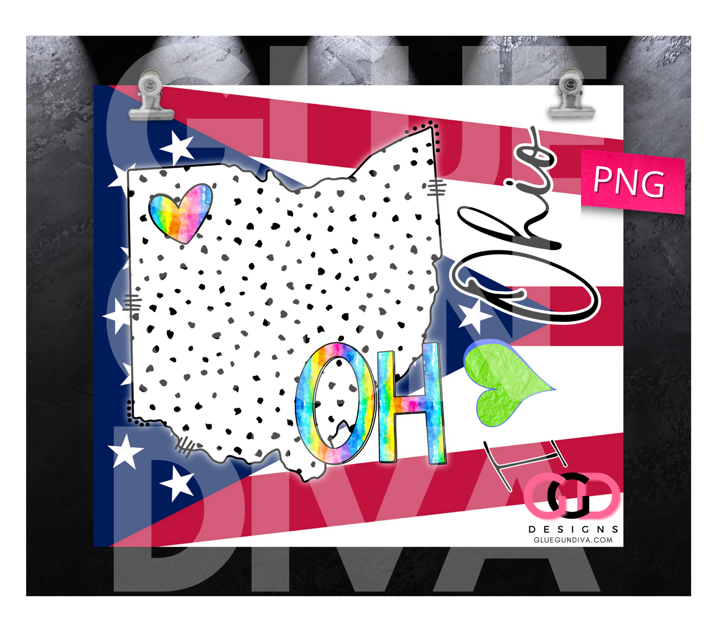 I love Ohio- Digital tumbler wrap for 20 oz skinny straight tumbler