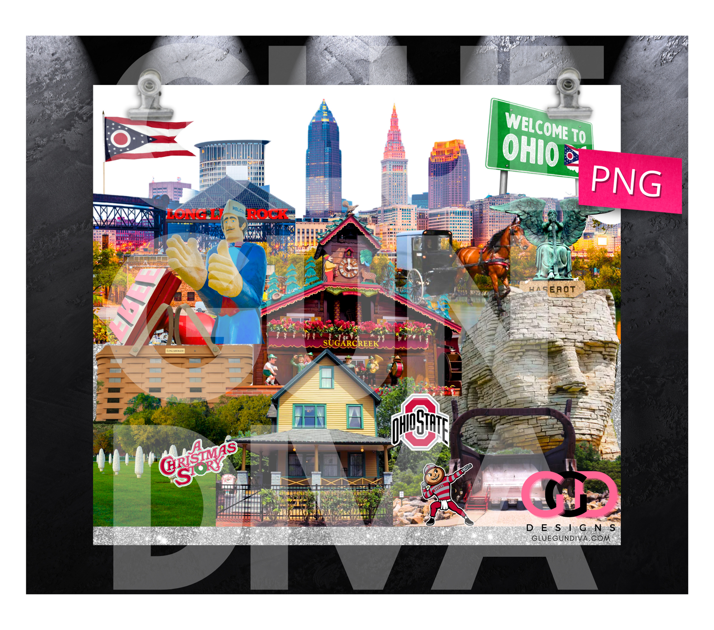 Welcome to Ohio- Digital tumbler wrap for 20 oz skinny straight tumbler