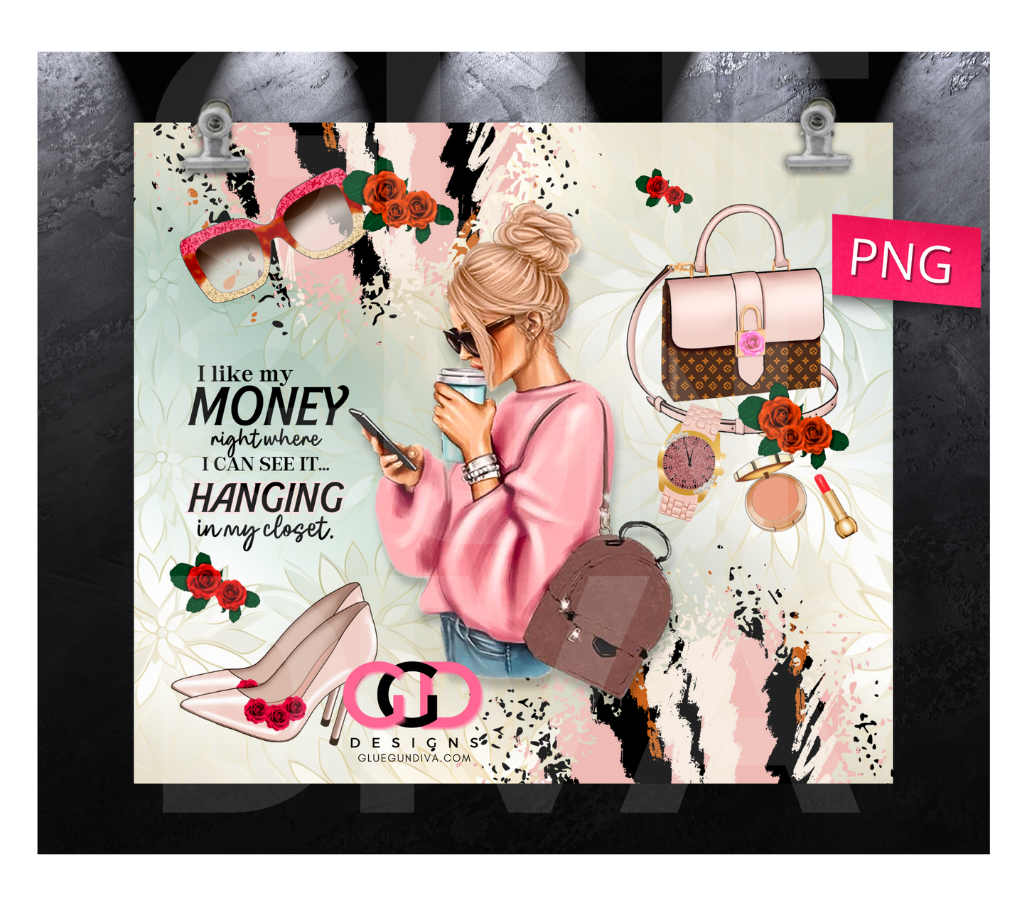 I like my Money skin tone 2- Digital tumbler wrap for 20 oz skinny straight tumbler