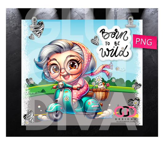 Born to be Wild - Digital tumbler wrap for 20 oz skinny straight tumbler