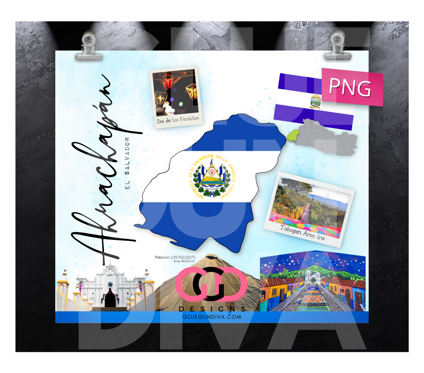 AHUACHAPAN El Salvador- Digital tumbler wrap for 20 oz skinny straight tumbler