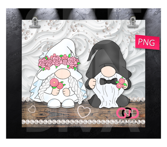 Wedding Gnomes Pearls- Digital tumbler wrap for 20 oz skinny straight tumbler