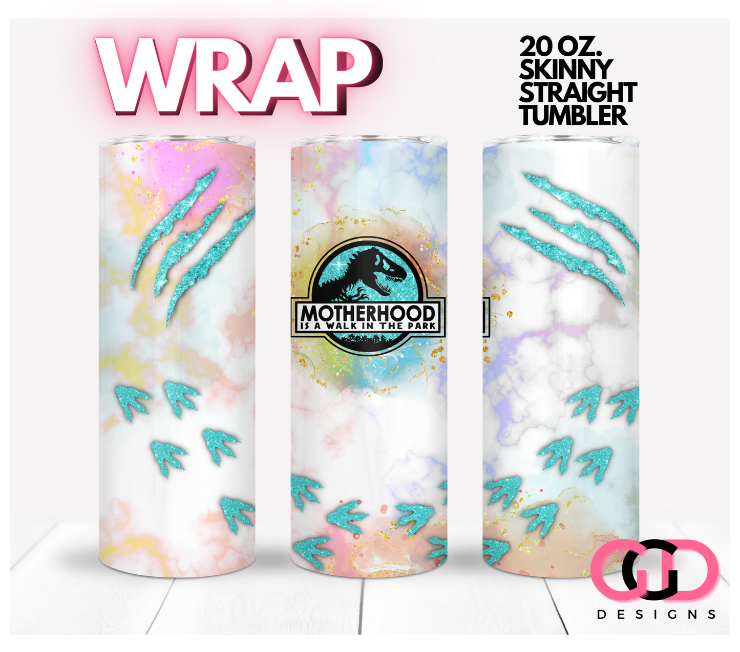 Motherhood walk in the Park - Digital tumbler wrap for 20 oz skinny straight tumbler