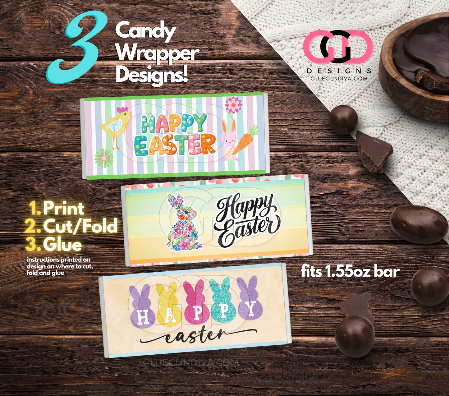 Happy Easter 2025 - Print & Cut Candy Wrappers
