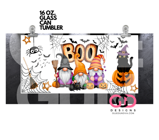 Boo Gnomes and bats- Digital wrap for 16 oz glass can