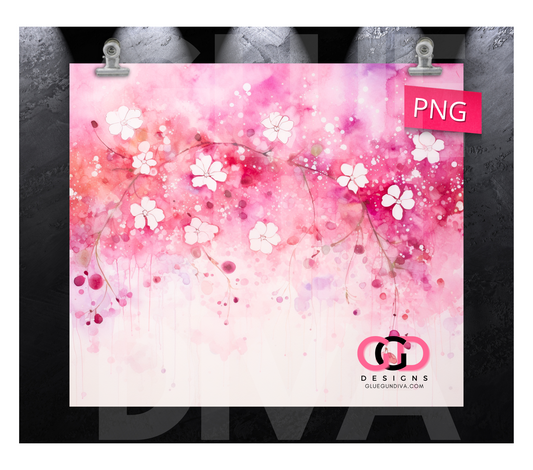 Small Pink Flowers- Digital tumbler wrap for 20 oz skinny straight tumbler