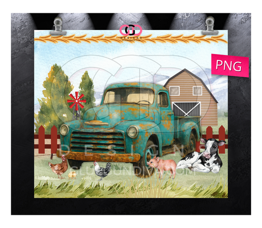 Farm Life - Digital tumbler wrap for 20 oz skinny straight tumbler