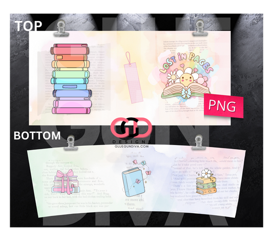 Lost In Pages Pastels - Digital tumbler wrap for 40 oz tumbler