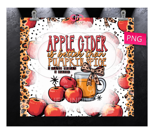 Apple Cider Lover - Digital tumbler wrap for 20 oz skinny straight tumbler