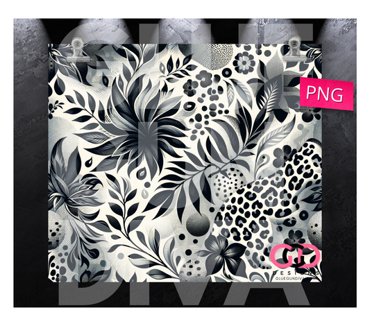 Black White Grey Patterns- Digital tumbler wrap for 20 oz skinny straight tumbler