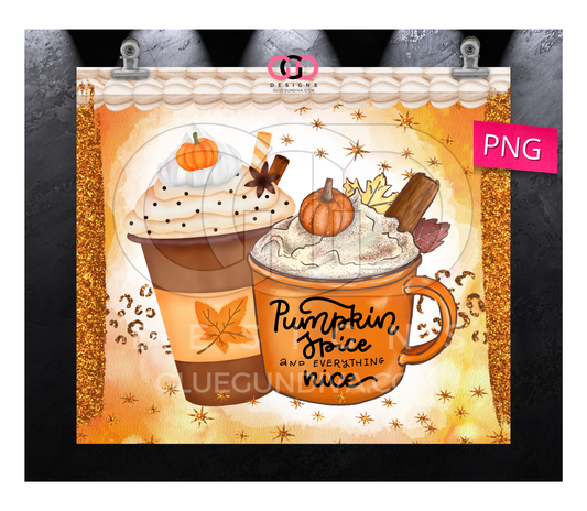 Pumpkin Spice Lover - Digital tumbler wrap for 20 oz skinny straight tumbler