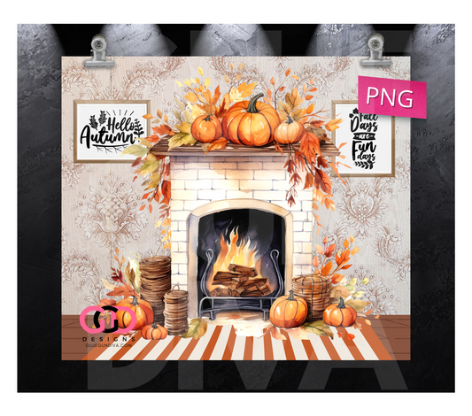 Autumn Decor - Digital tumbler wrap for 20 oz skinny straight tumbler