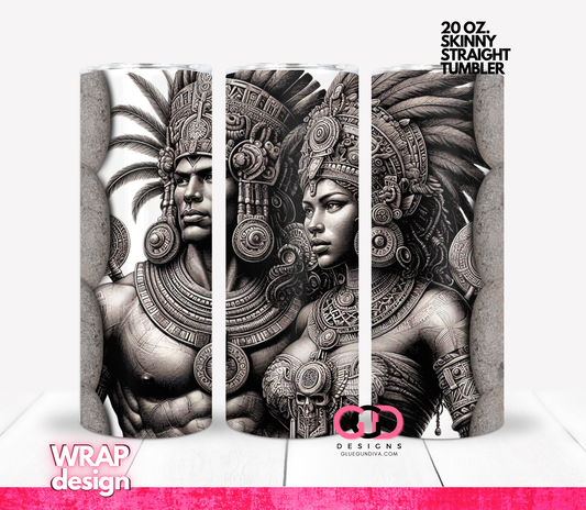 Inca Royalty 3 images - Digital tumbler wrap for 20 oz skinny straight tumbler