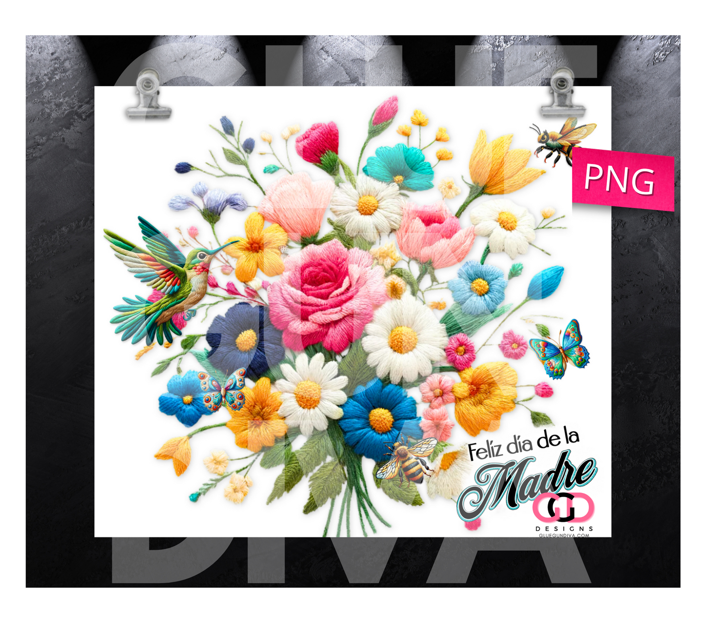 Feliz dia de la madre embroidered- Digital tumbler wrap for 20 oz skinny straight tumbler (Copy)