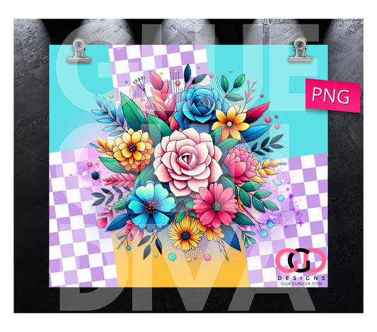 90s Flowers - Digital tumbler wrap for 20 oz skinny straight tumbler