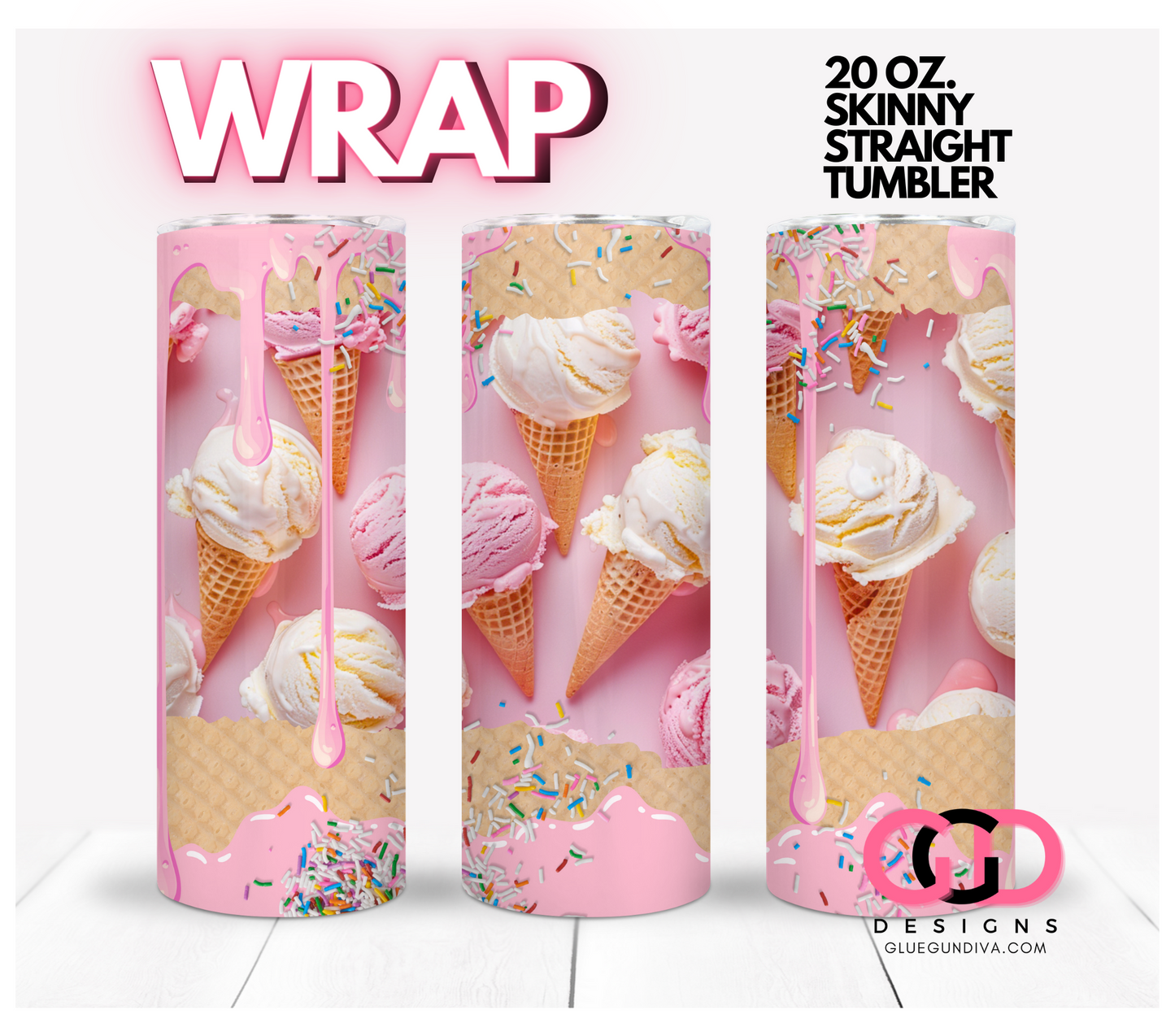 Sprinkles please - Digital tumbler wrap for 20 oz skinny straight tumbler