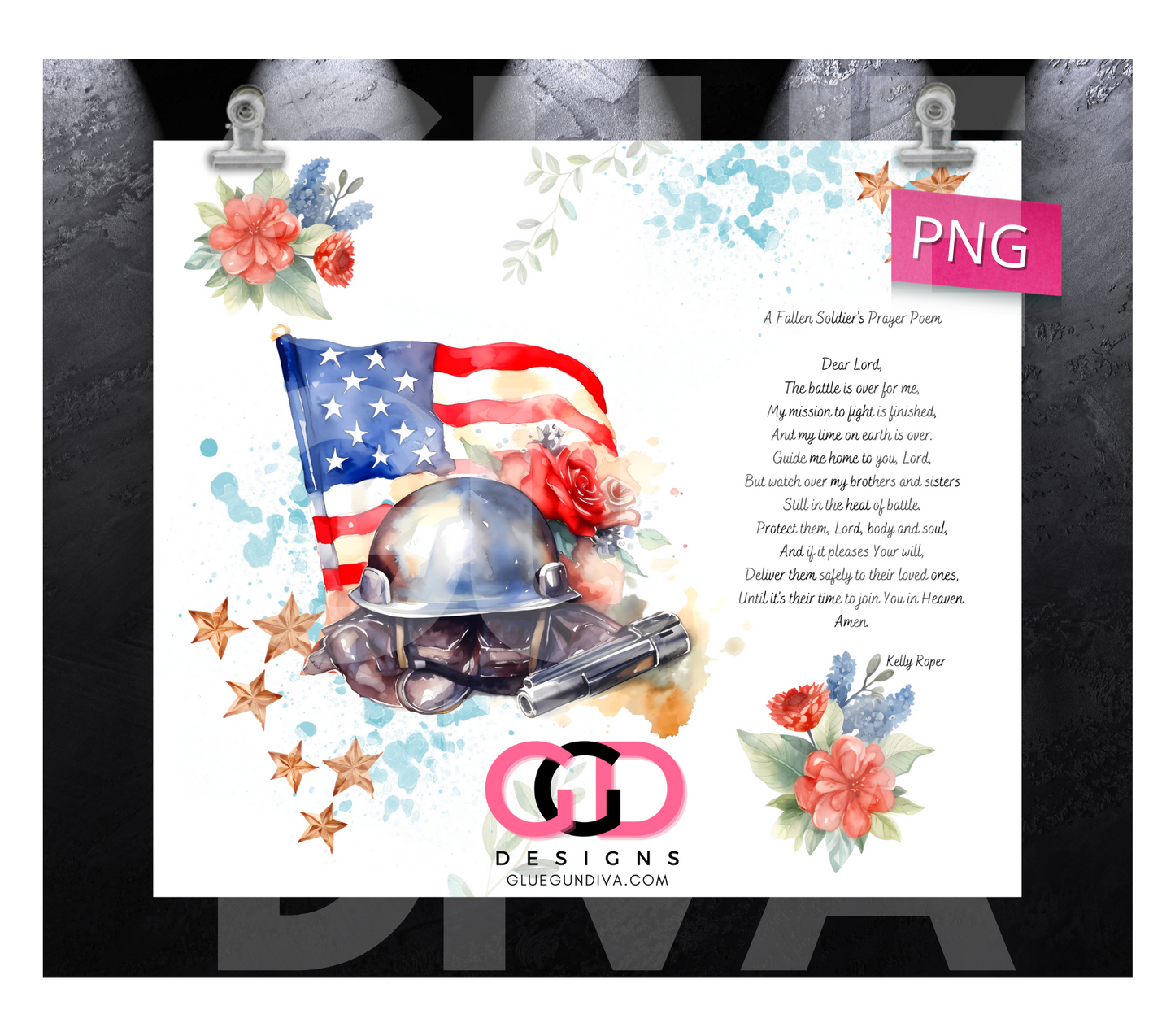 A Fallen Soldier's Prayer- Digital tumbler wrap for 20 oz skinny straight tumbler