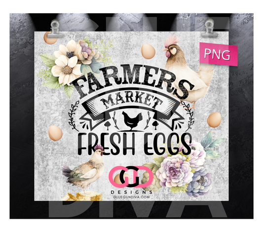 Farmers Market Fresh Eggs- Digital tumbler wrap for 20 oz skinny straight tumbler