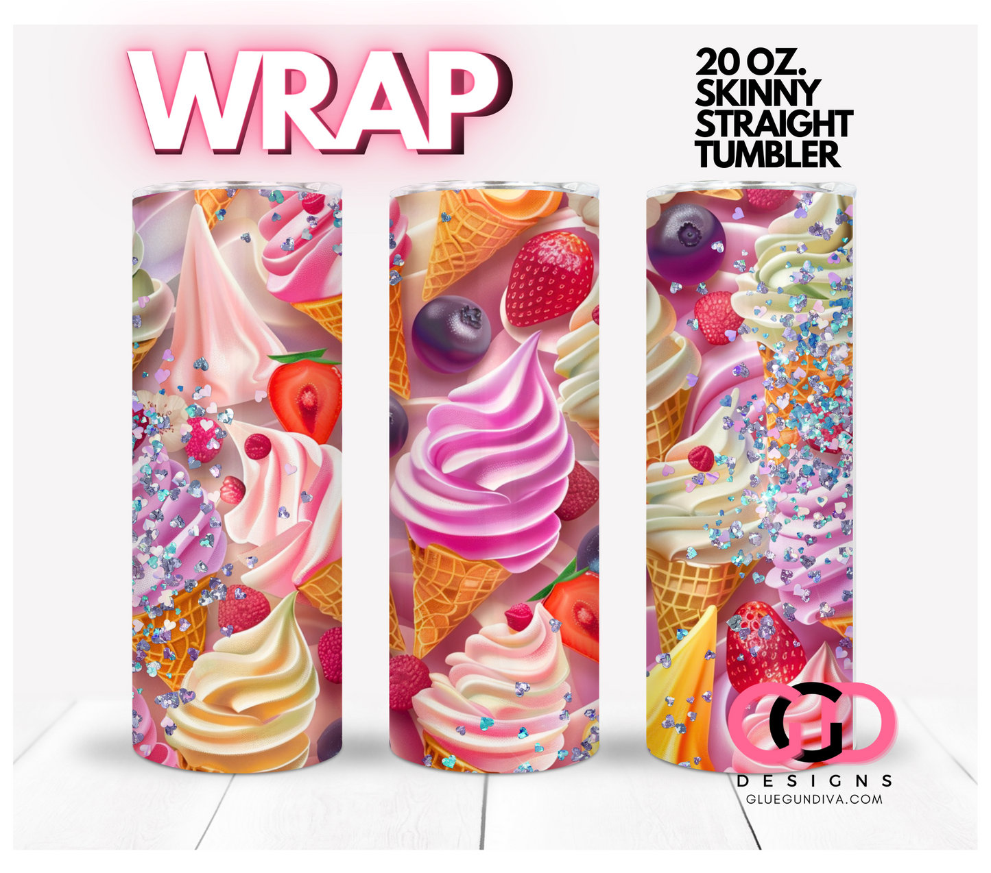 Love Softserve - Digital tumbler wrap for 20 oz skinny straight tumbler