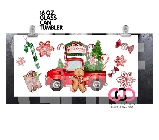 Merry Ginger Christmas- Digital wrap for 16 oz glass can
